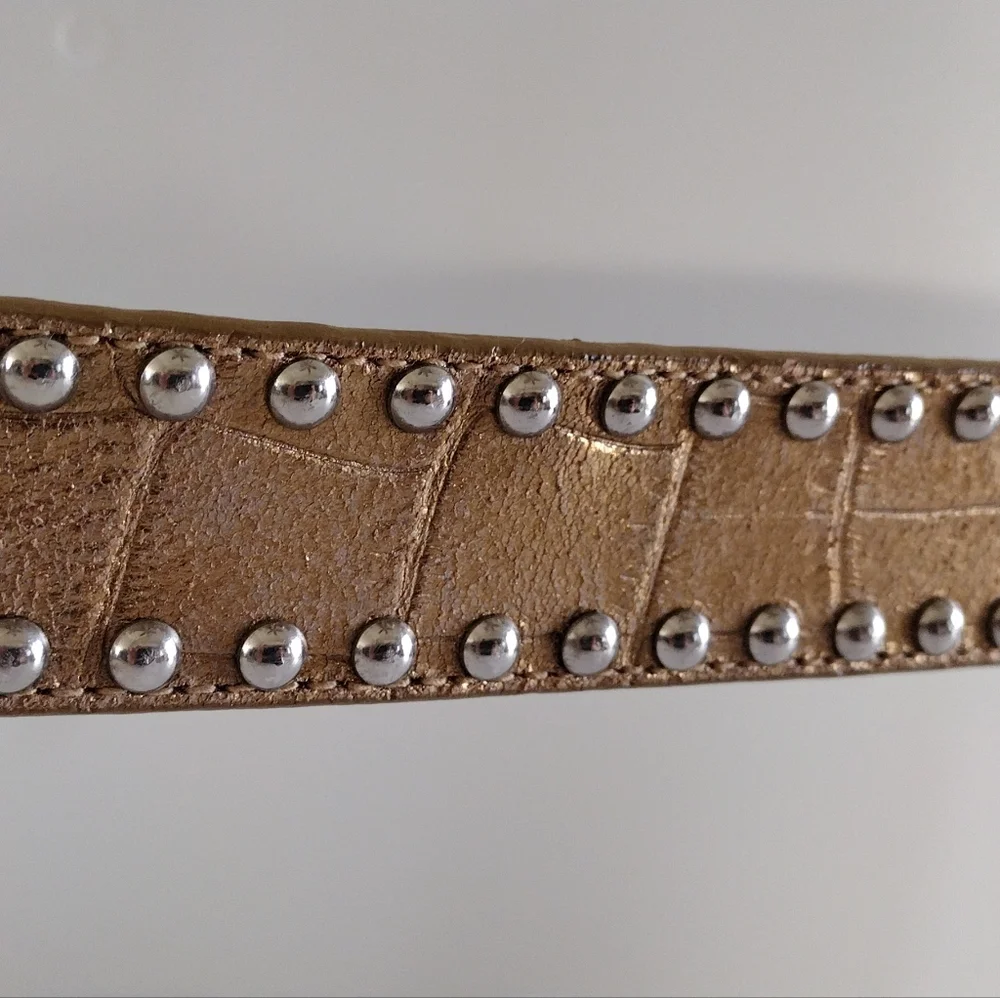 Guess Mixed Metals Leather Studded Belt S